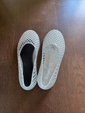 Clear silver Glitter jelly flats